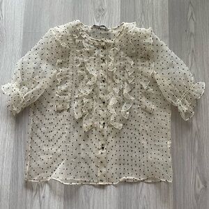 Zara Sheer Polka Dot Organza Blouse